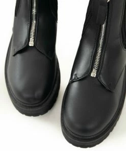 East Lion Corp. Shoes Black Ribbed Knit Contrast Combat Lug Boots