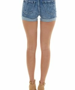 KanCan Dark Wash High Rise Shorts With Distress And Button Detail Bottoms 10 KanCan Dark Wash High Rise Shorts With Distress And Button Detail Bottoms