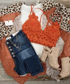 Anemone Accessories Rust Floral Lace Bralette With Criss Cross Straps 27 Anemone Accessories Rust Floral Lace Bralette With Criss Cross Straps