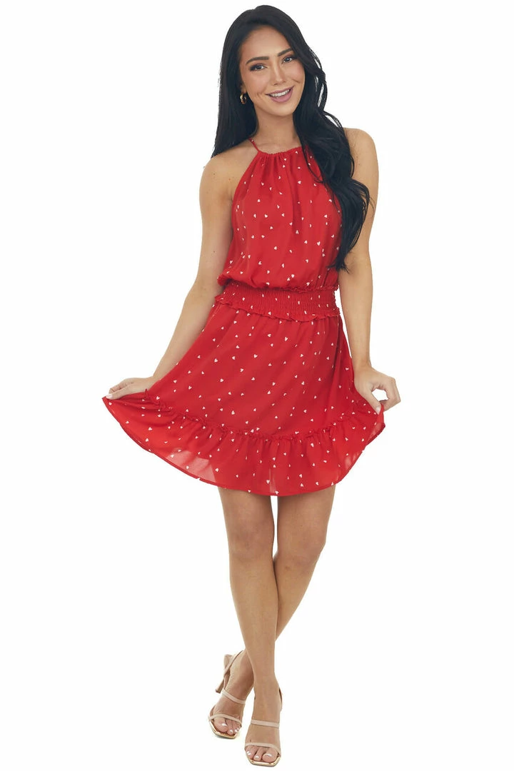 Lime Lush Lipstick Heart Print Halter Neck Short Dress 5 Lime Lush Lipstick Heart Print Halter Neck Short Dress