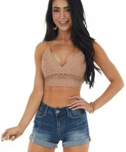 By Together Taupe Cut Out Bralette With Crochet Details Accessories