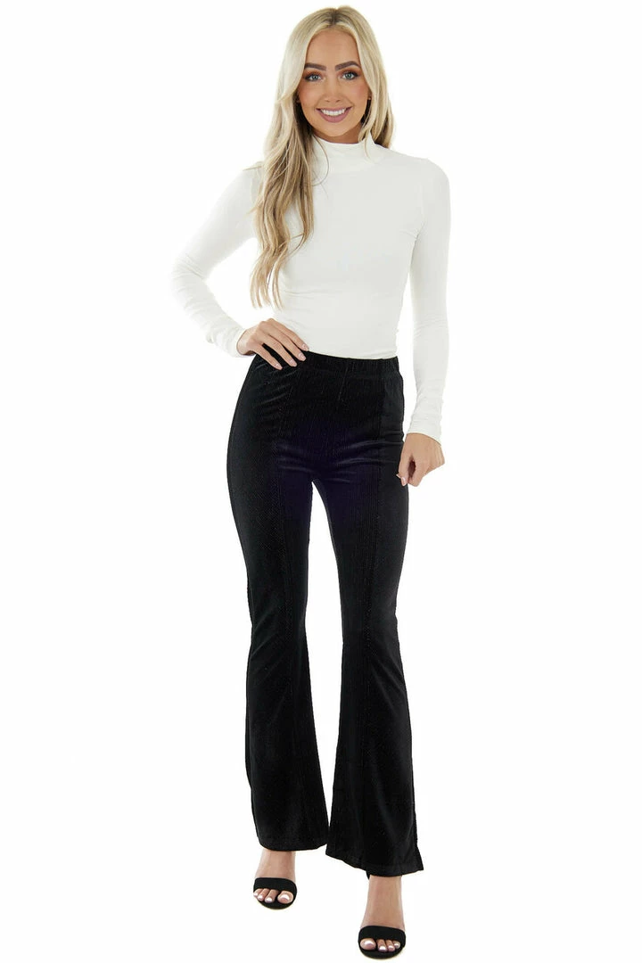 Umgee Black Directional Stripe Corduroy Bell Bottoms 7 Umgee Black Directional Stripe Corduroy Bell Bottoms