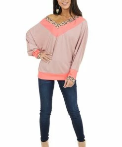 White Birch Neon Pink And Mauve Leopard Print Long Dolman Sleeve Top 32 White Birch Neon Pink And Mauve Leopard Print Long Dolman Sleeve Top