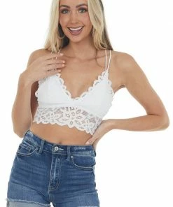 Style Melody Accessories Pearl White Criss Cross Back Lace Bralette