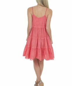 Umgee Dresses Raspberry Mineral Wash Sweetheart Neck Dress
