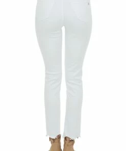 Special A White High Rise Raw Hem Relaxed Skinny Jeans Bottoms