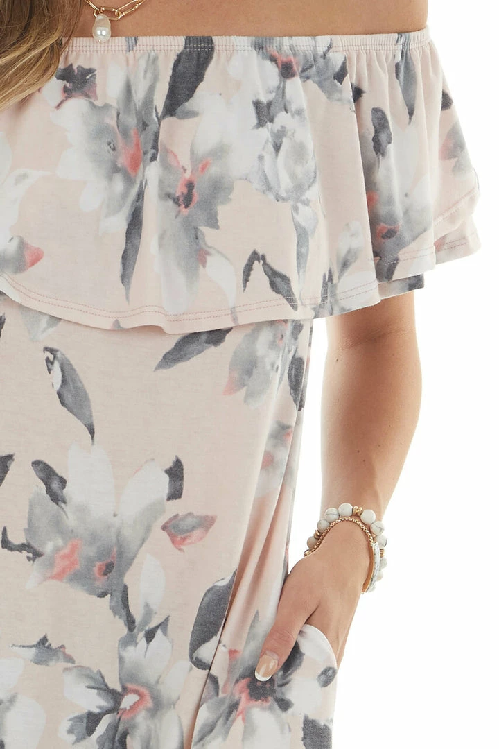 Sweet Lovely Blush Floral Off Shoulder Overlay Mini Dress Dresses 10 Sweet Lovely Blush Floral Off Shoulder Overlay Mini Dress Dresses