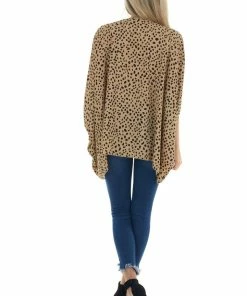 Now N Forever Beige Cheetah Print Woven Poncho Top Tops