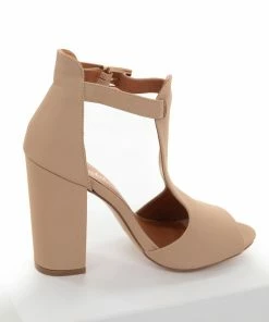 JOIA Nude Peep Toe Ankle Strap Block Heels 22 JOIA Nude Peep Toe Ankle Strap Block Heels