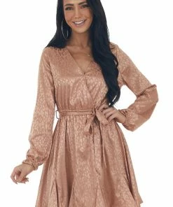 143 Story Apricot Leopard Surplice Flounce Hem Dress Dresses 26 143 Story Apricot Leopard Surplice Flounce Hem Dress Dresses