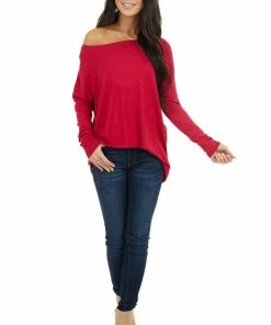 FSL APPAREL Ruby Long Sleeve Stretchy Knit Top With Boat Neckline Tops 27 FSL APPAREL Ruby Long Sleeve Stretchy Knit Top With Boat Neckline Tops