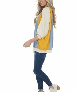 Fantastic Fawn Tops Cornflower Colorblock Raglan Sleeve Top