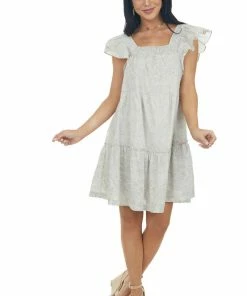 Ces Femme Dresses Coconut Floral Square Neck Tiered A Line Dress