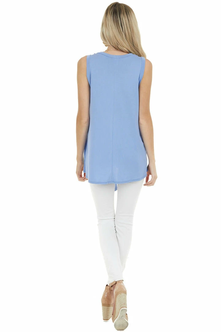 CY Fashion Tops Dusty Blue Sleeveless Knit Top With Front Tie Detail 16 CY Fashion Tops Dusty Blue Sleeveless Knit Top With Front Tie Detail