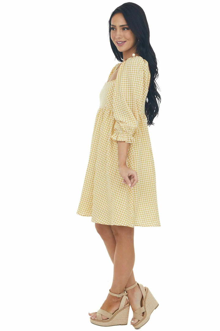 Sweet Lemon Dresses Amber Gingham Babydoll Square Neck Mini Dress 13 Sweet Lemon Dresses Amber Gingham Babydoll Square Neck Mini Dress