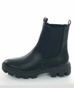 JP ORIGINAL CORP Black Faux Leather Double Side Panel Lug Boots Shoes 17 JP ORIGINAL CORP Black Faux Leather Double Side Panel Lug Boots Shoes