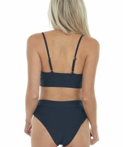 Mermaid Swimwear Black Ruched Scoop Neck High Leg Bikini Set Accessories