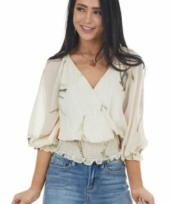Lush Clothing Vanilla Woven Surplice Top With Abstract Leaf Details 23 Lush Clothing Vanilla Woven Surplice Top With Abstract Leaf Details