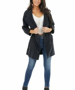 Be Cool Outerwear Black Hooded Faux Suede Long Jacket With Pockets 32 Be Cool Outerwear Black Hooded Faux Suede Long Jacket With Pockets