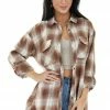 Vine & Love Dark Sepia And Vanilla Plaid Flannel Top Tops