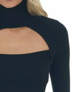 IDEM DITTO Black Ribbed Knit Long Sleeve Turtleneck Tops 36 IDEM DITTO Black Ribbed Knit Long Sleeve Turtleneck Tops