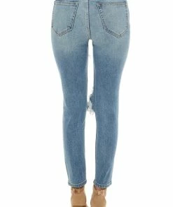 Cello Jeans Medium Wash Heavy Distressed Skinny Jeans Bottoms 16 Cello Jeans Medium Wash Heavy Distressed Skinny Jeans Bottoms