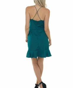 She + Sky Jade Sleeveless Cowl Neckline Short Dress
