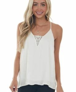 Umgee Tops Off White Lace V Neck Adjustable Strap Cami 26 Umgee Tops Off White Lace V Neck Adjustable Strap Cami