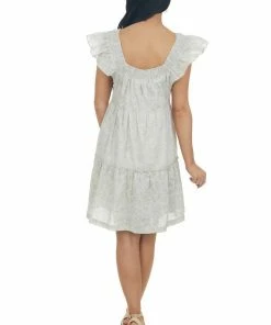 Ces Femme Dresses Coconut Floral Square Neck Tiered A Line Dress