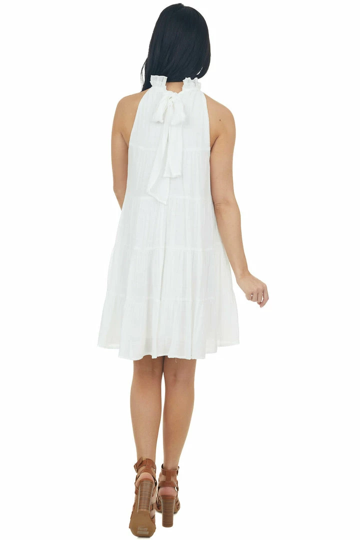 Entro Dresses Off White Halter Neck Tiered Short Dress 14 Entro Dresses Off White Halter Neck Tiered Short Dress