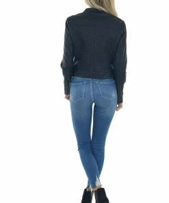 Coalition Black Faux Leather Quilted Detail Moto Jacket Outerwear 29 Coalition Black Faux Leather Quilted Detail Moto Jacket Outerwear