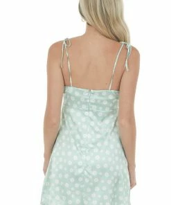 Love Is All Light Mint Floral Satin Tie Strap Mini Dress Dresses