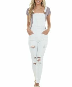 KanCan White Distressed Skinny Denim Overalls 14 KanCan White Distressed Skinny Denim Overalls