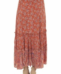 Nostalgia Burnt Orange Floral Smocked Waist Midi Skirt 17 Nostalgia Burnt Orange Floral Smocked Waist Midi Skirt