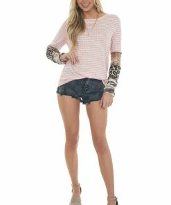 BiBi Coral Multiprint Top With Reverse Seam Details Tops