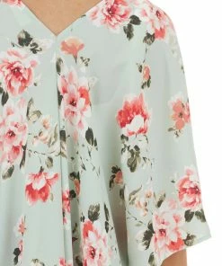 Lovely Melody Tops Pale Mint Floral Open Front Kimono With Back Cut Out Detail 32 Lovely Melody Tops Pale Mint Floral Open Front Kimono With Back Cut Out Detail