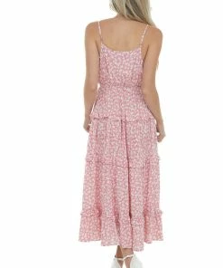 Ces Femme Dresses Punch Ditsy Floral Frill Tiered Midi Dress