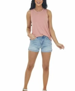 HYFVE Tops Coral Pink Lightweight Soft Knit Tank Top