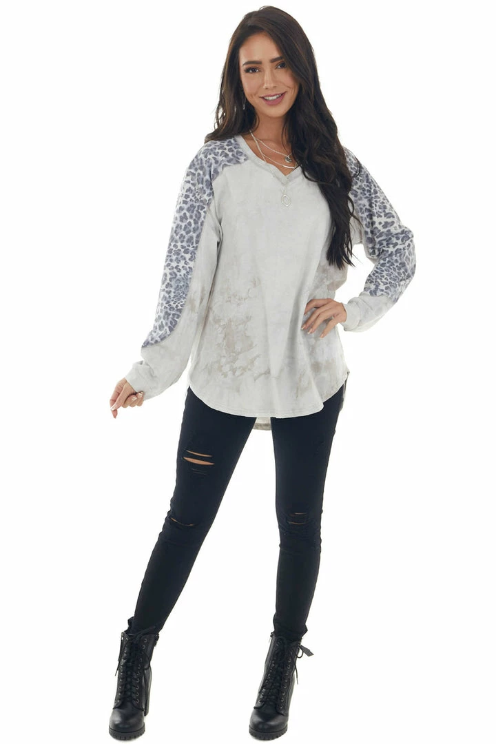 Easel Tops Grey Tie Dye And Animal Print Long Sleeve Top 5 Easel Tops Grey Tie Dye And Animal Print Long Sleeve Top