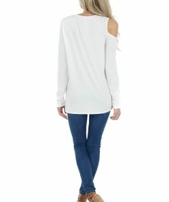 Vanilla Bay Off White Long Sleeve Open Front Top With Cold Shoulder