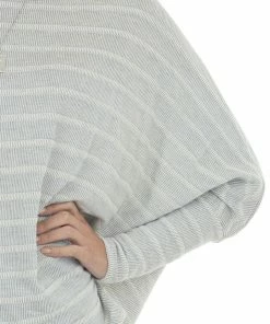 Andree Dove Grey Striped Two Toned Ribbed Knit Top Tops