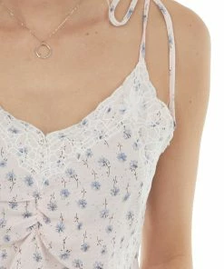 Entro Cherry Blossom Floral Print V Neck Tank Top Tops 23 Entro Cherry Blossom Floral Print V Neck Tank Top Tops