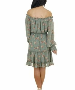Jodifl Sage Floral Print Off The Shoulder Short Woven Dress 30 Jodifl Sage Floral Print Off The Shoulder Short Woven Dress