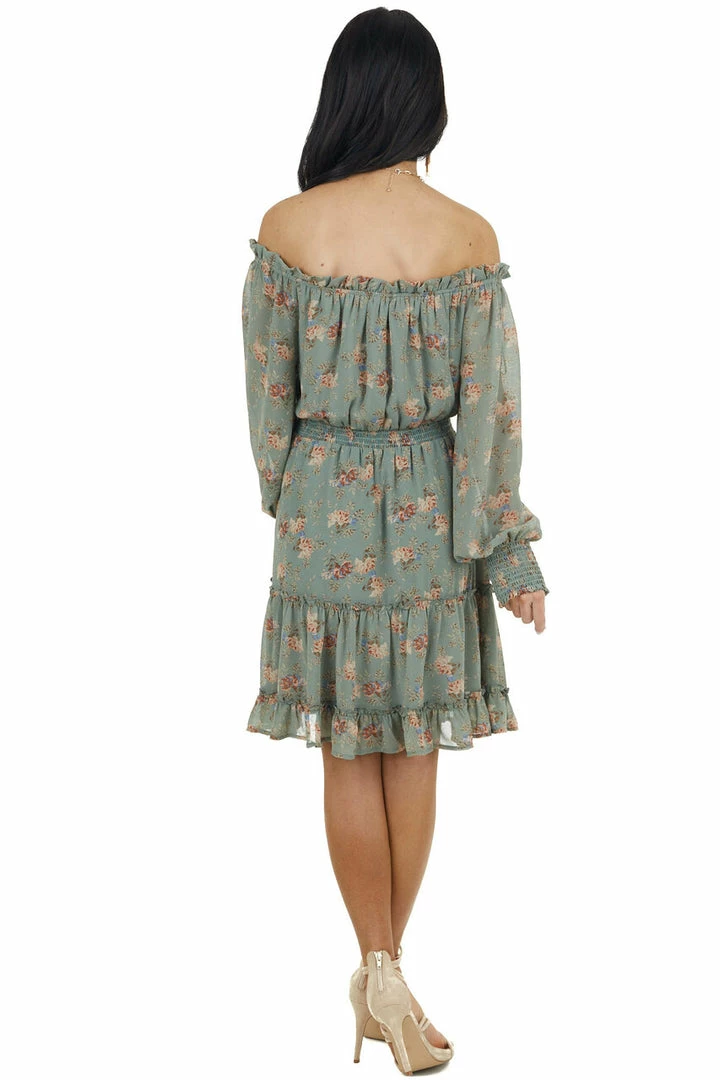 Jodifl Sage Floral Print Off The Shoulder Short Woven Dress 15 Jodifl Sage Floral Print Off The Shoulder Short Woven Dress