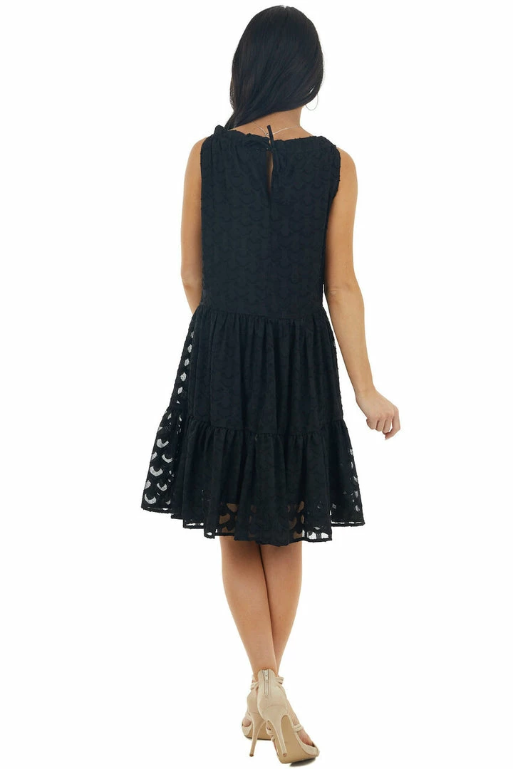 Sweet Lovely Black Jacquard Textured Tiered Dress With Halter Neckline Dresses 13 Sweet Lovely Black Jacquard Textured Tiered Dress With Halter Neckline Dresses