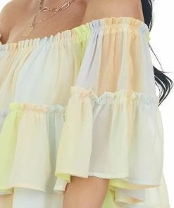 Entro Sunshine Ombre Multicolor Off The Shoulder Top