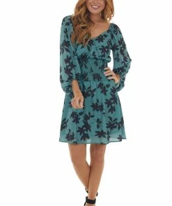 Peach Love Dresses Juniper Floral Print V Neck Mini Dress