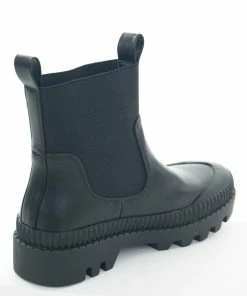 Intouch Footwear Black Faux Leather Elastic Panel Booties Shoes