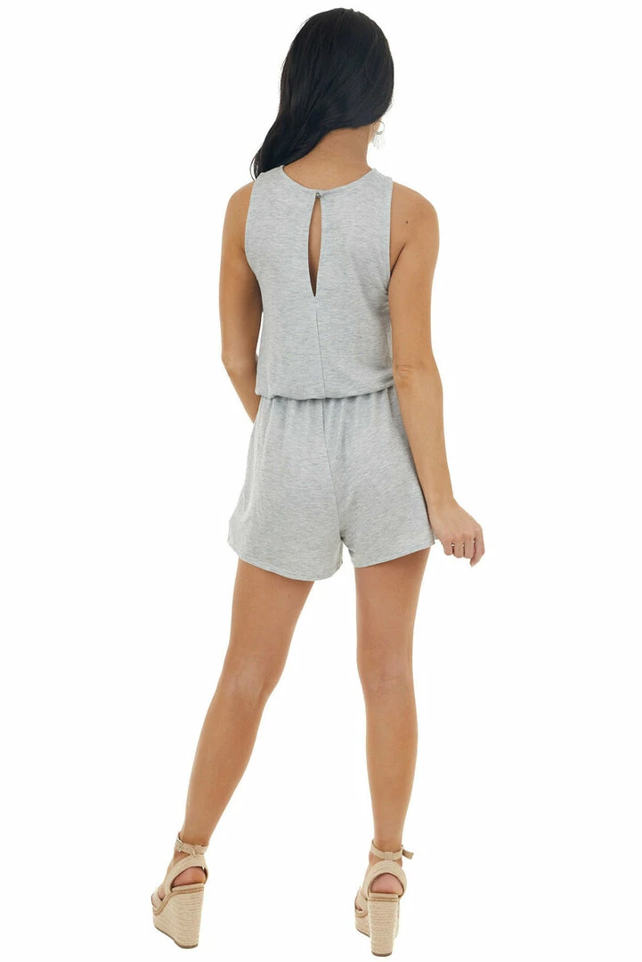 Lime Lush Heather Grey Sleeveless Criss Cross Halter Neck Knit Romper Dresses 15 Lime Lush Heather Grey Sleeveless Criss Cross Halter Neck Knit Romper Dresses
