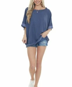 Fantastic Fawn Navy Oversized Raw Seam Short Sleeve Top 28 Fantastic Fawn Navy Oversized Raw Seam Short Sleeve Top
